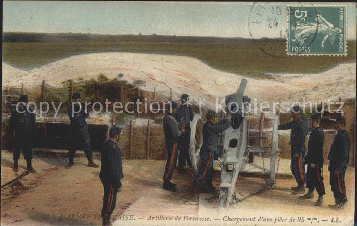 Militaria Geschuetze kanone Artillerie de Forteresse Chargement d une piece de 9