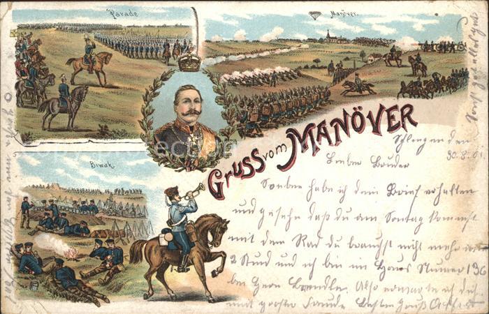 Wilhelm II Gruss vom Manoever WK 1 Litho