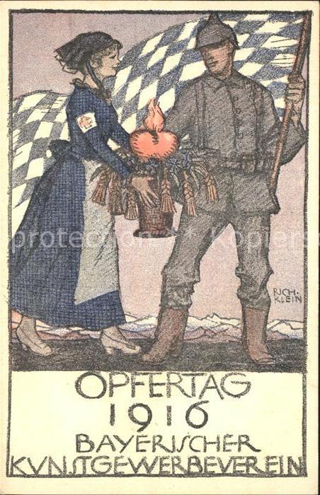 Militaria WK1 Opfertag Bayerischer kunstgewerbeverein Gemaelde Klein