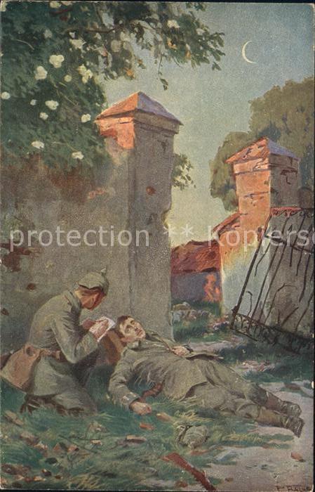 Militaria WK1 F.Halke Der letzte Brief Wohlfahrtskarte