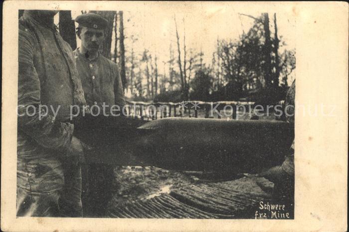 Militaria WK1 Gruppenfoto schwere Franzoesische Mine