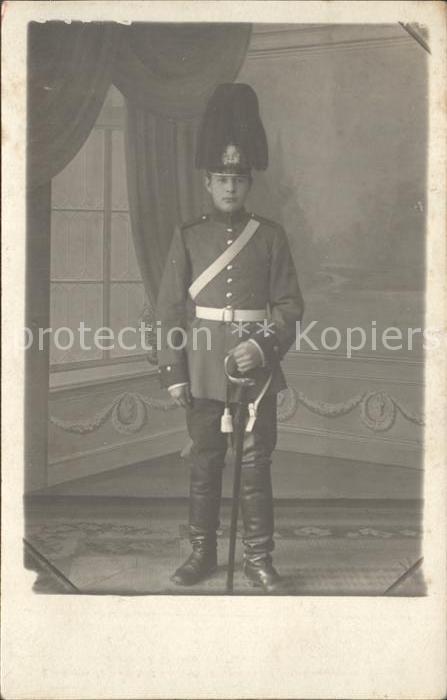 Regiment DR 026 Dragoner Pickelhaube mit Haarbusch  WK1