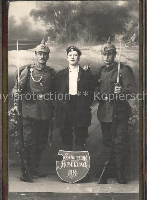 Militaria WK1 Gruppenfoto Erinnerung an Ausmarsch  Regiment 12