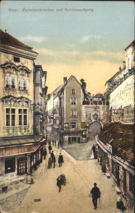 Steyr Enns Oberoesterreich Zwischenbruecken und Schlossaufgang