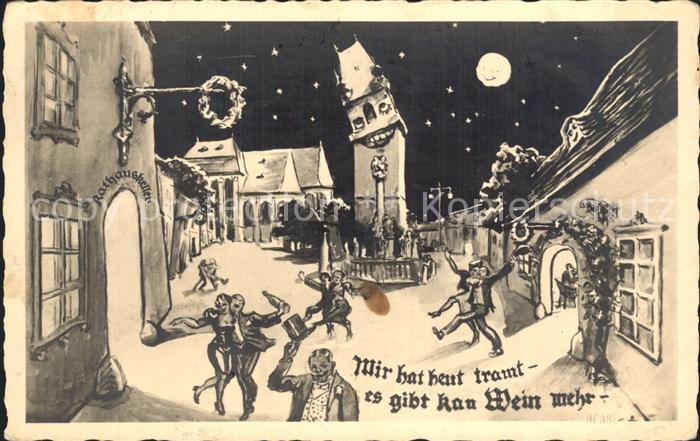 Perchtoldsdorf Nächtliche Zecher Karikatur