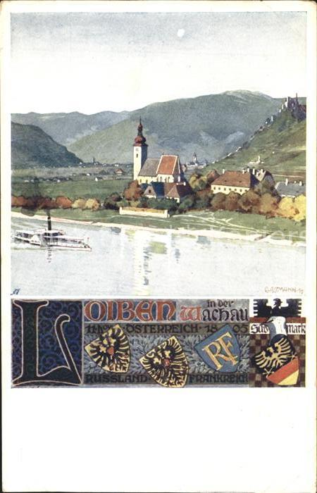 Loiben Niederoesterreich Donau Dampfschiff Kirche