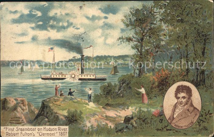Hoboken New Jersey First Steamboat on Hudson River Robert Fultons Clermont 1807