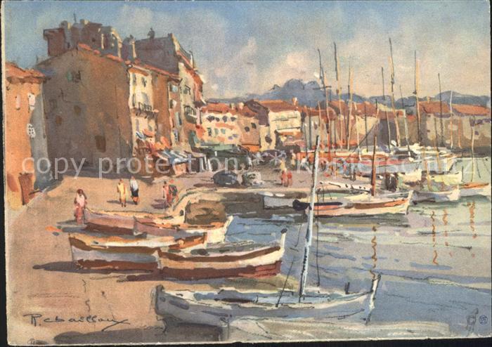 Saint Tropez Var Hafenpartie Kuenstlerkarte