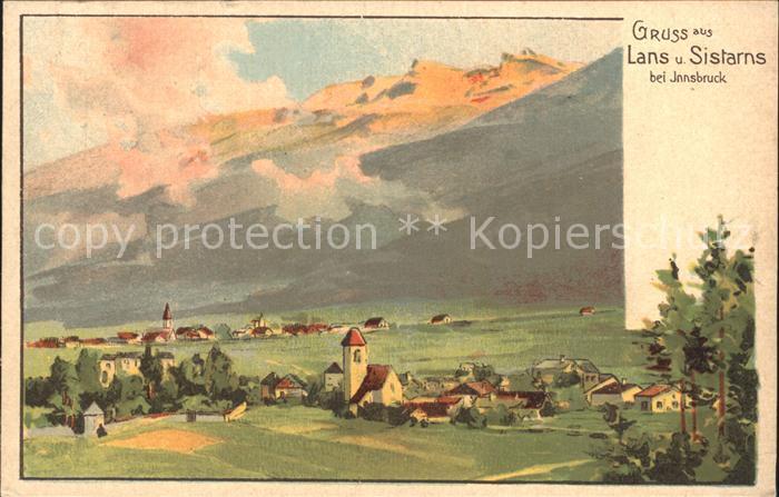 Lans Tirol und Sistarns Panorama Kuenstlerkarte