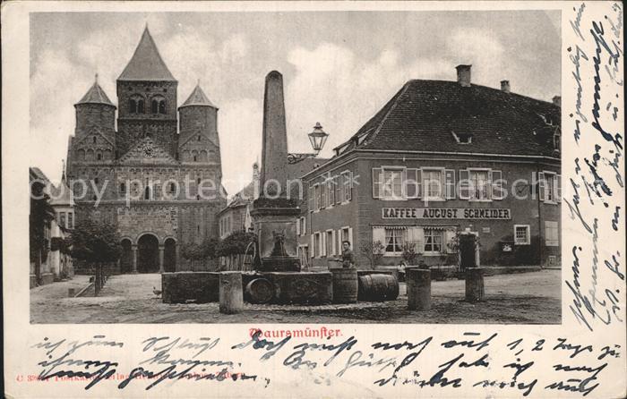 Maursmuenster Marmoutier Marktbrunnen Rathaus Kaffee Schneider
