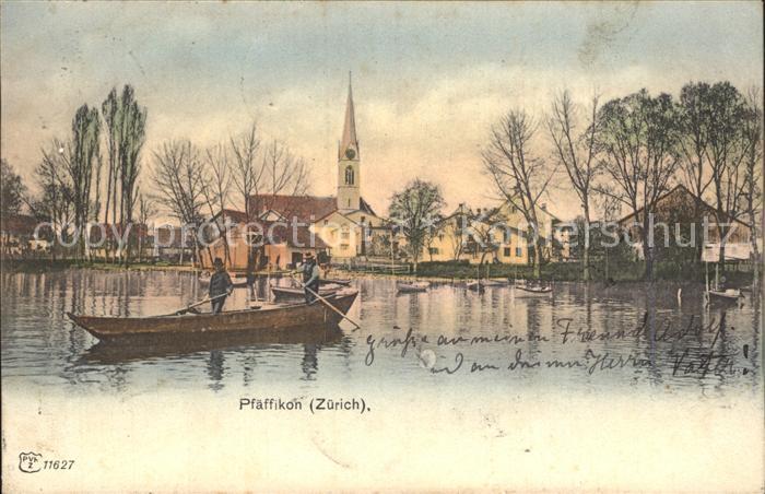 Pfaeffikon ZH Teilansicht Kirche Bootspartie