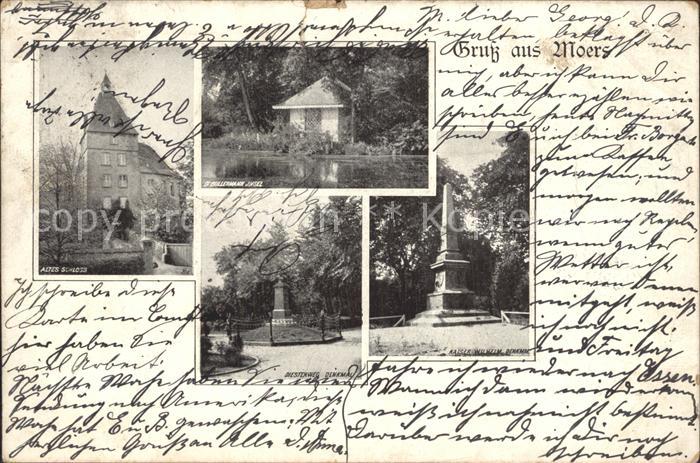 Moers altes Schloss Bullermann Insel Diesterweg Denkmal Kaiser Wilhelm Denkmal