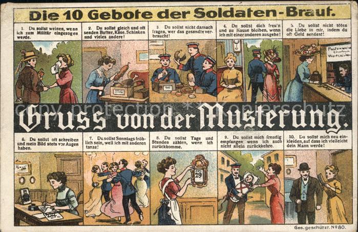 Militaria Humor Gruss von der Musterung die 10 Gebote der Soldaten-Braut