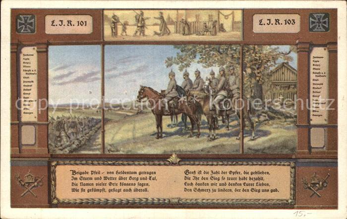 Militaria Landwehr Wohlfartskarte Regimentkarte Landwehr Regiment 101 Landwehr R