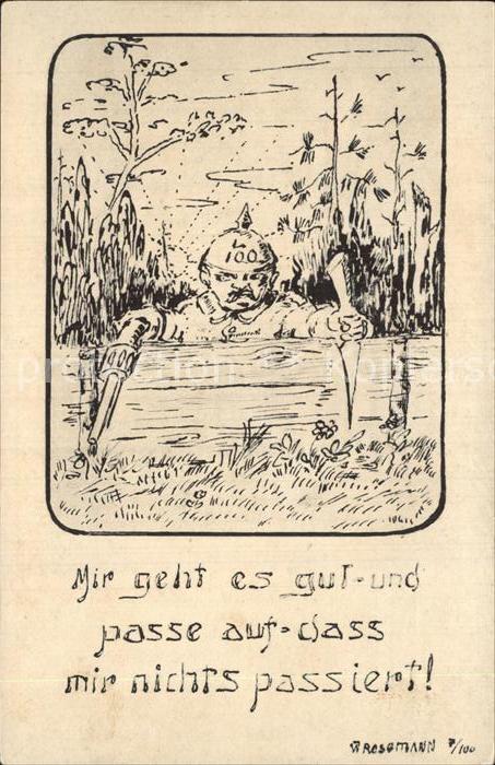 Militaria Landwehr Regimentkarte Landwehr Regiment 100 WK1