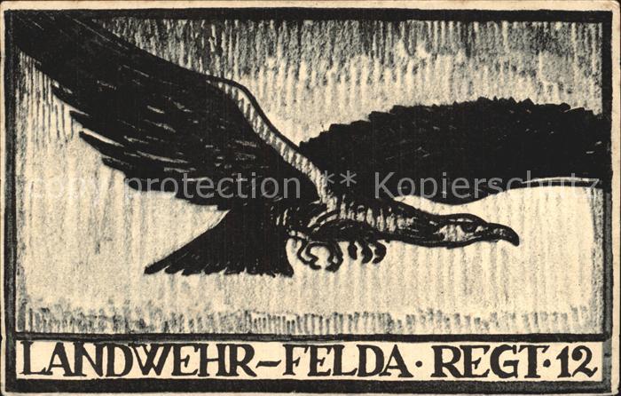 Militaria Landwehr Regimentskarte Landwehr-Feldartillerie. Regiment 12 WK1