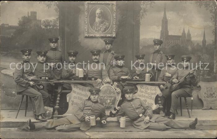 Militaria WK1 Gruppenfoto Neuulm  Bierkrug Kartenspiel Geige Gitarre