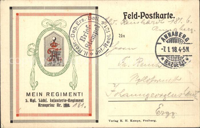 Militaria Regimente Regimentskarte WK1