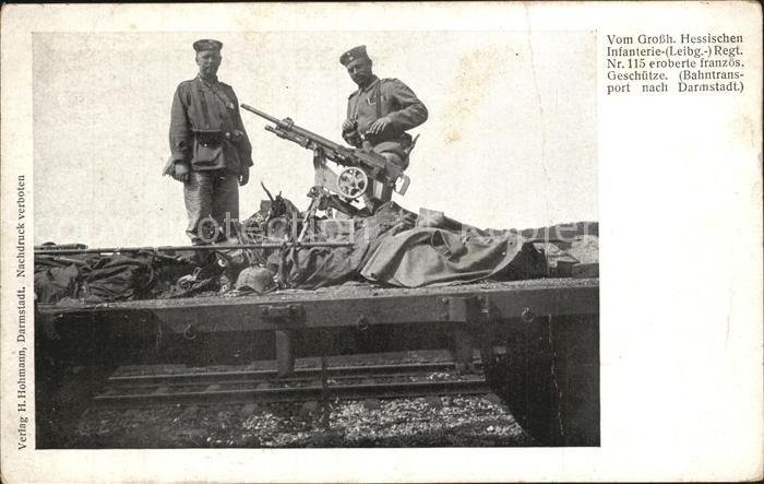 Regiment IR 115 Infanterie Bahntransport Zug  eroberte franzoesische Geschuetze