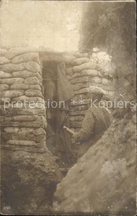 Regiment IR 071 Infanterie Soldat mit Granate Schuetzengraben WK1