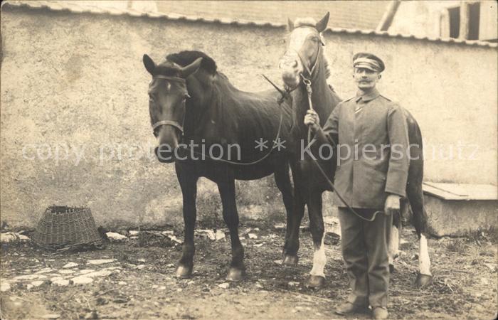 Militaria Kavallerie Soldat mit Pferd WK1