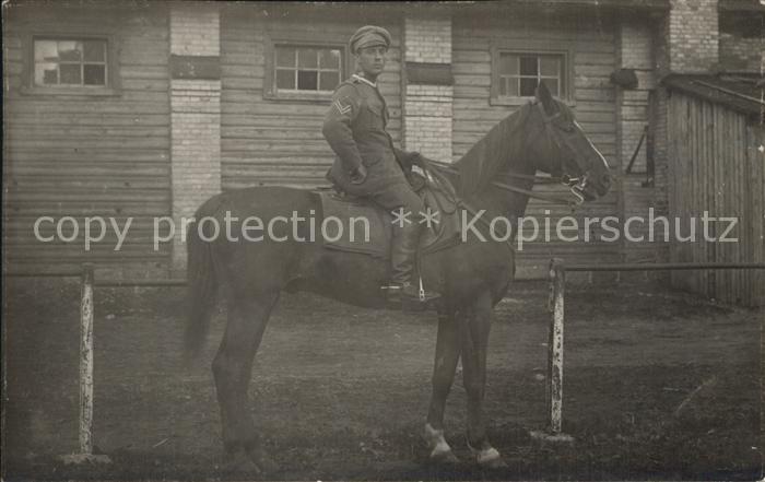 Militaria Kavallerie Soldat auf dem Pferd WK1