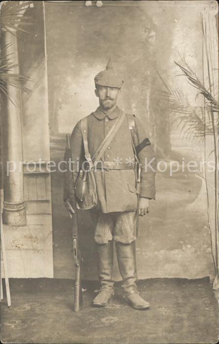 Militaria Landwehr WK1 Soldat mit Gewehr