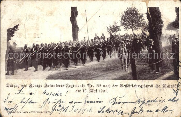 Regiment IR 145 Infanterie Einzug des Regiments nach der Besichtigung durch Sein