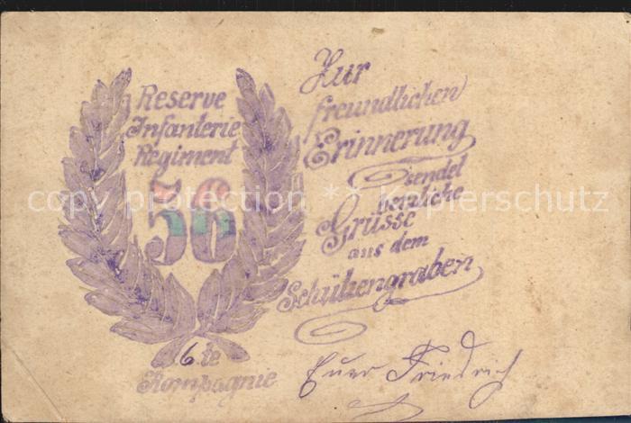 Regiment RIR 056 Infanterie Reserve Regimentkarte Grusskarte aus dem Schuetzengr