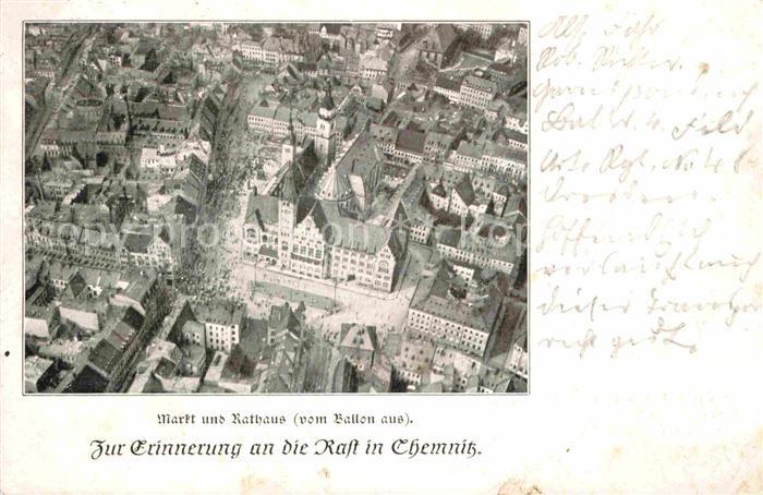 Chemnitz Fliegeraufnahme Markt und Rathaus
