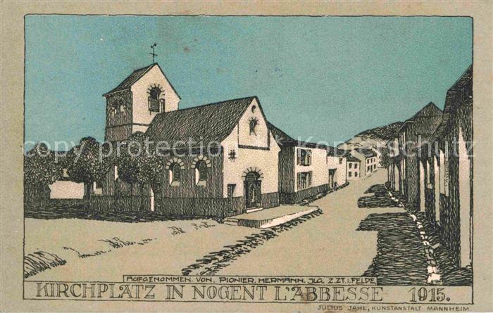Nogent-l Abbesse Kirchplatz Künstlerkarte
