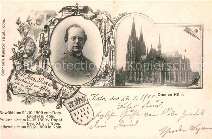 Koeln Rhein Dom Dr. Hub. Simar Erzbischof von Koeln