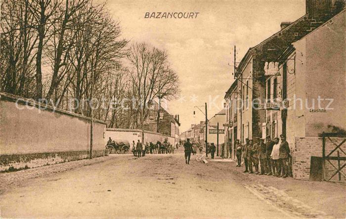 Bazancourt Marne Strassenpartie Soldaten