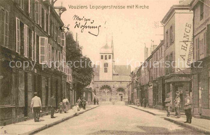 Vouziers Leipzigerstrasse mit Kirche