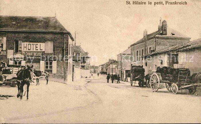 Saint-Hilaire-Petitville Strassenpartie mit Pferdewagen