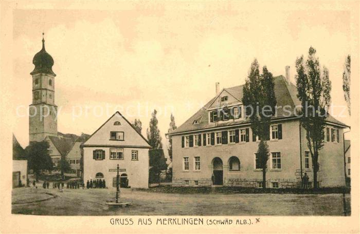 Merklingen Alb Ortspartie mit Kirche