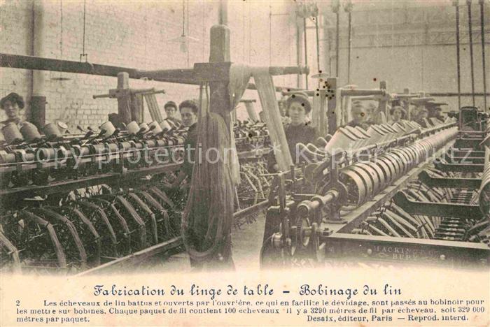 Paris Fabrication du linge de table Bobinage du lin