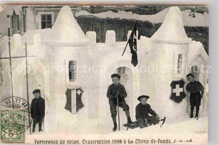 La Chaux-de-Fonds Fortresse de neige Construction 1908
