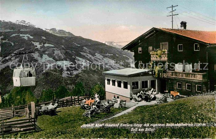 Zell Ziller Tirol Grindl Alm Gasthof Enzianbraeu Sepp mit Seilbahnbetrieb