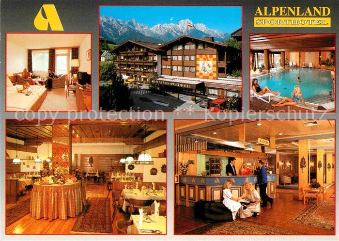 Maria Alm Steinernen Meer Alpenland Sporthotel Zimmer Hallenbad Speiseraum Bar