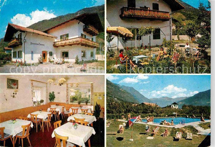 Naturns Pension Sonne Gaststube Garten Schwimmb