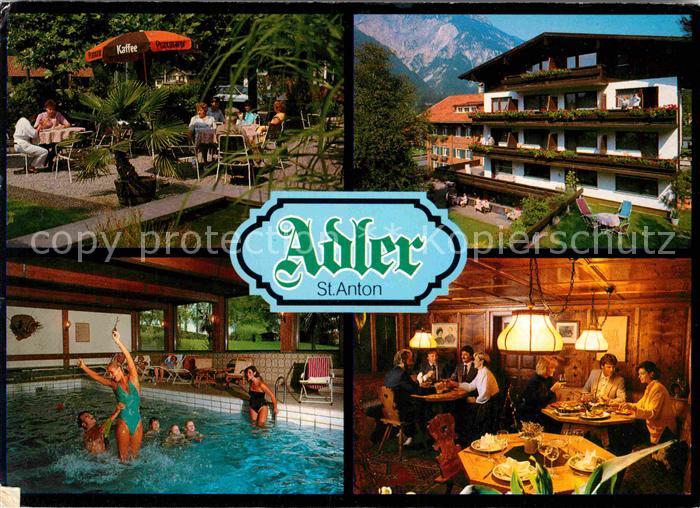 St Anton Montafon Hotel Restaurant Adler Gartenterrrasse Hallenbad Gaststube