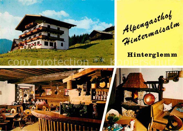 Hinterglemm Saalbach Alpengasthof Hintermaisalm Gastraum Kaminzimmer