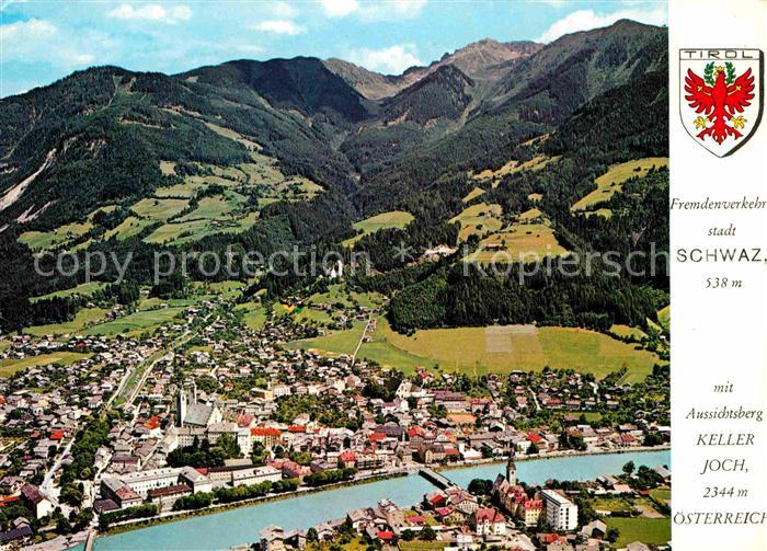 Schwaz Tirol Fliegeraufnahme mit Aussichtsberg Kellerjoch