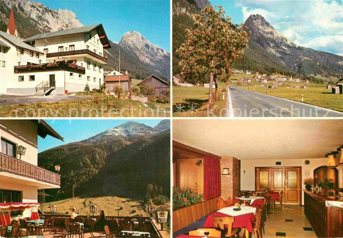 Schnann Alpengasthof Pension Traube Terrasse Gastraum Ortsblick