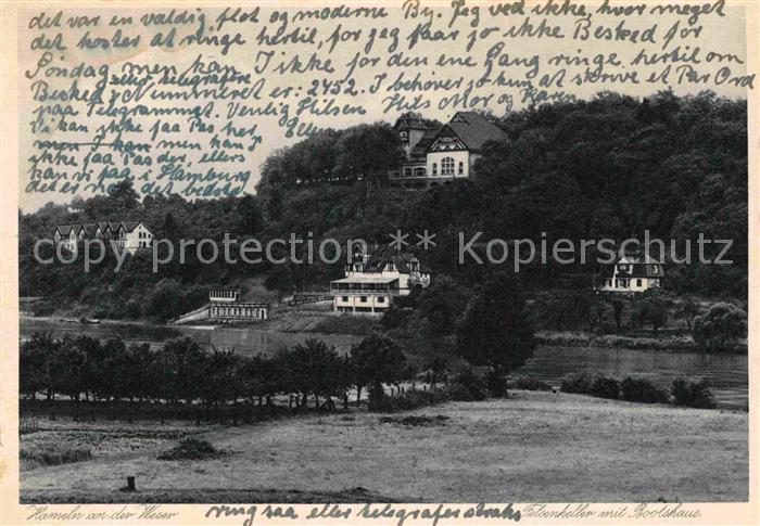 Hameln Weser Felsenkeller mit Bootshaus