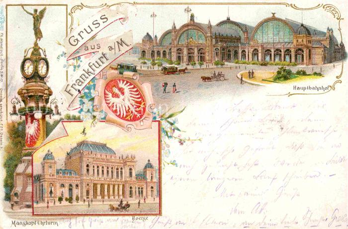 Frankfurt Main Manskopf Uhrturm Hauptbahnhof