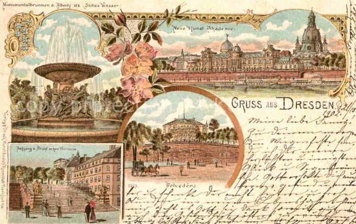 Dresden Monumentalbrunnen Stilles Wasser Neue Kunst Akademie Belvedere  Aufgang
