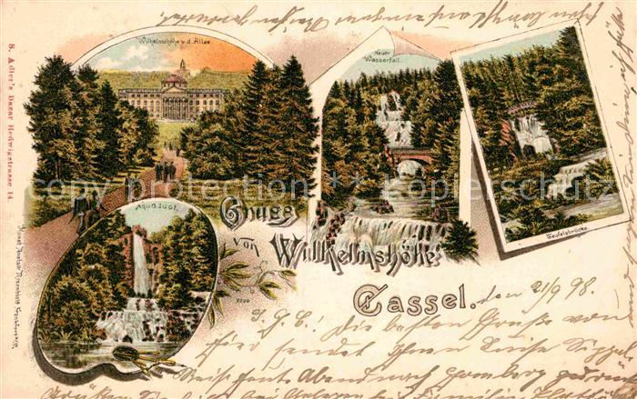 Cassel Kassel Wilhelmshoehe Neuer Wasserfall Teufelsbruecke Aquaduct