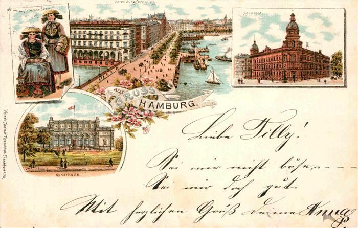 HAMBURG  CITY Vierlaenderin Alter Jungfernstieg Hauptpost Kunsthalle